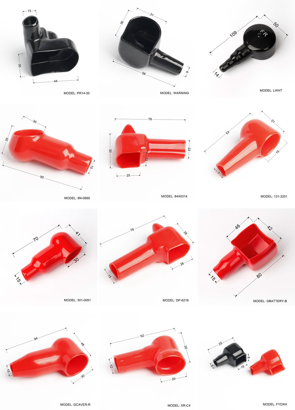 rubber terminal caps, battery terminal caps, battery cable end cap, cable terminal covers, battery connector caps,