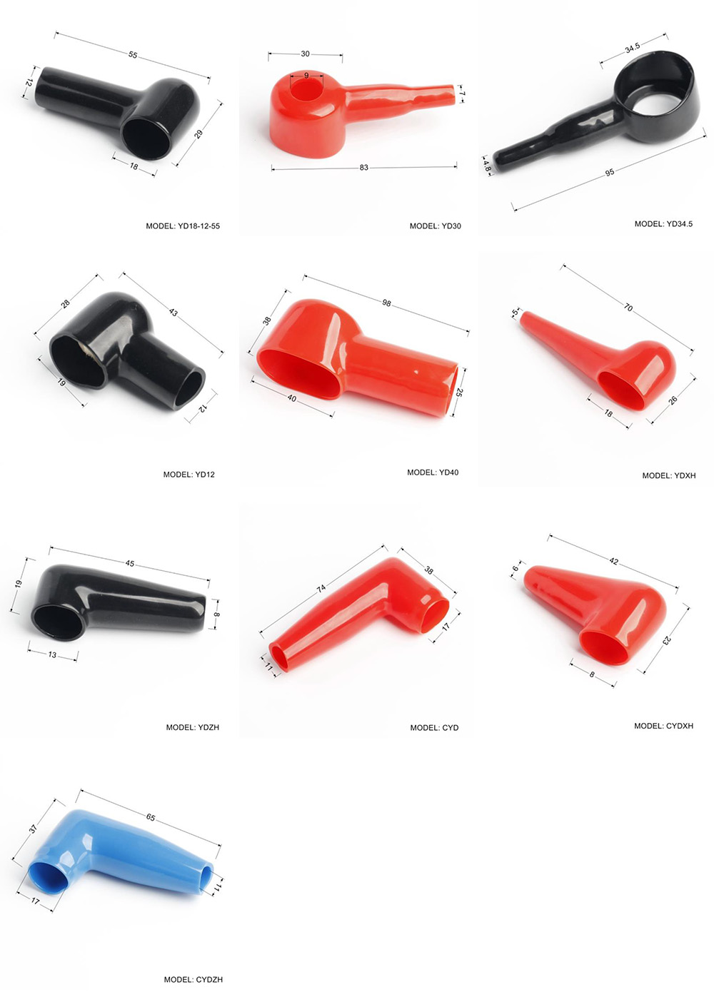 rubber terminal caps, battery terminal caps, battery cable end cap, cable terminal covers, battery connector caps,